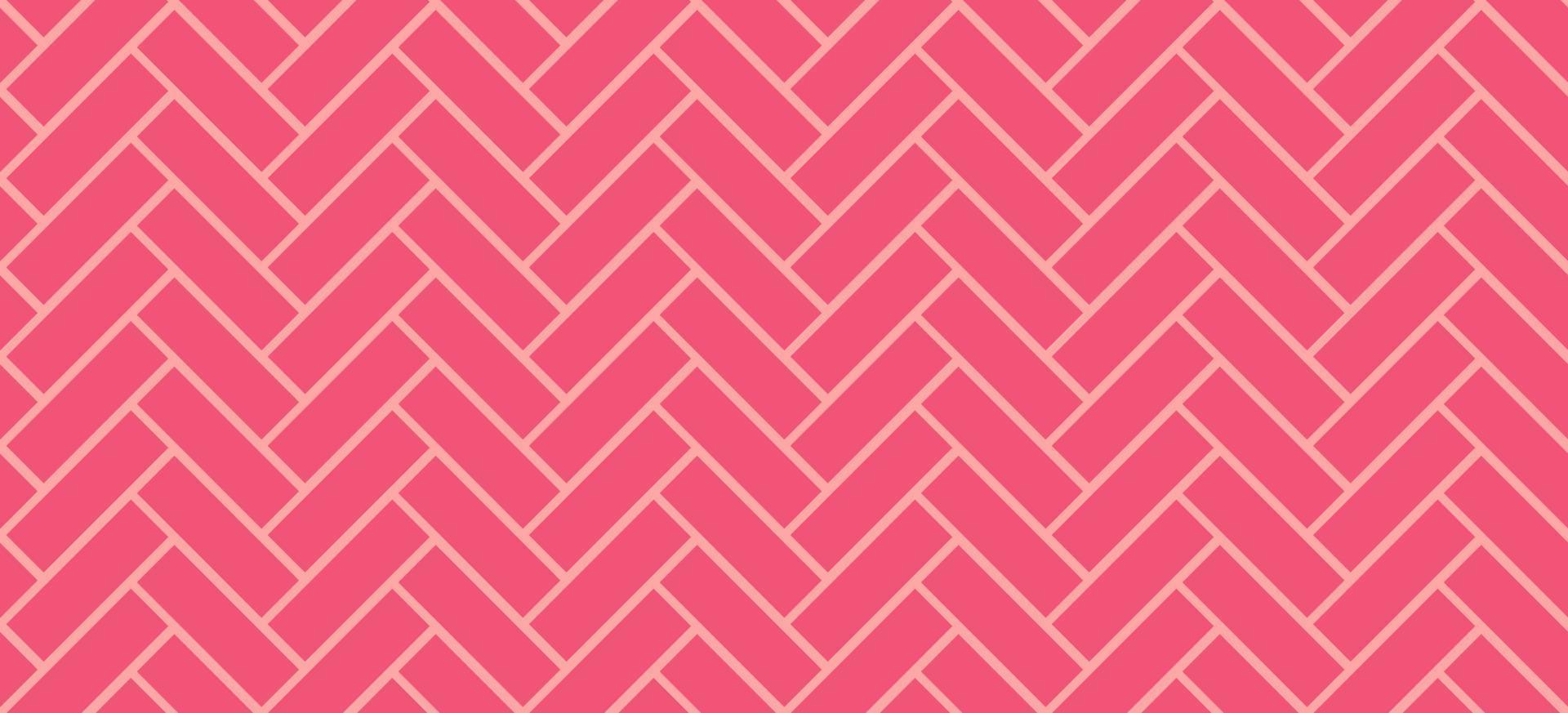 Herringbone tile pattern. Diagonal pink ceramic bricks background. Vector seamless illustration.