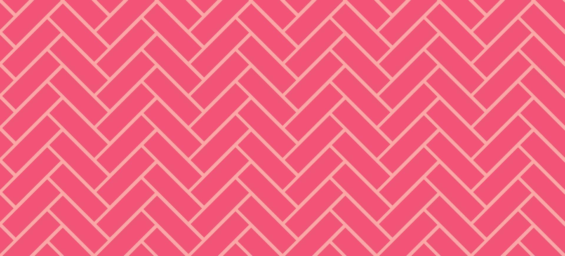 Herringbone tile pattern. Diagonal pink ceramic bricks background. Vector seamless illustration.