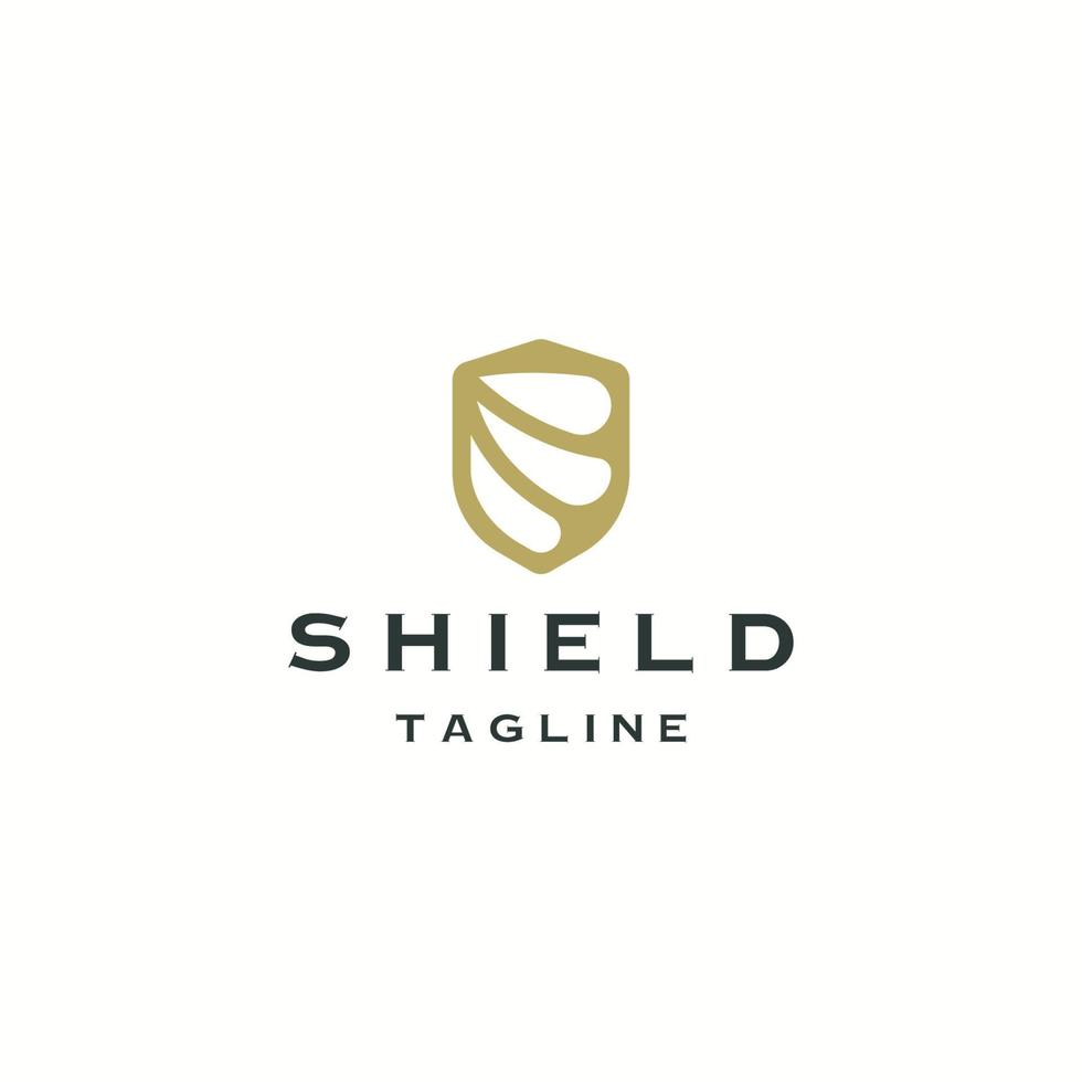 Luxurious shield security logo icon design template, gold, luxury, flat vector