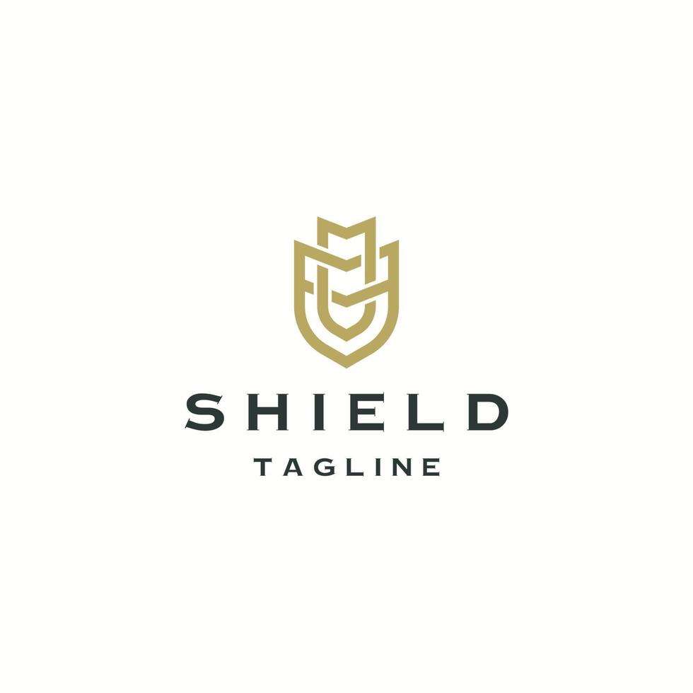 Luxurious shield security logo icon design template, gold, luxury, flat vector