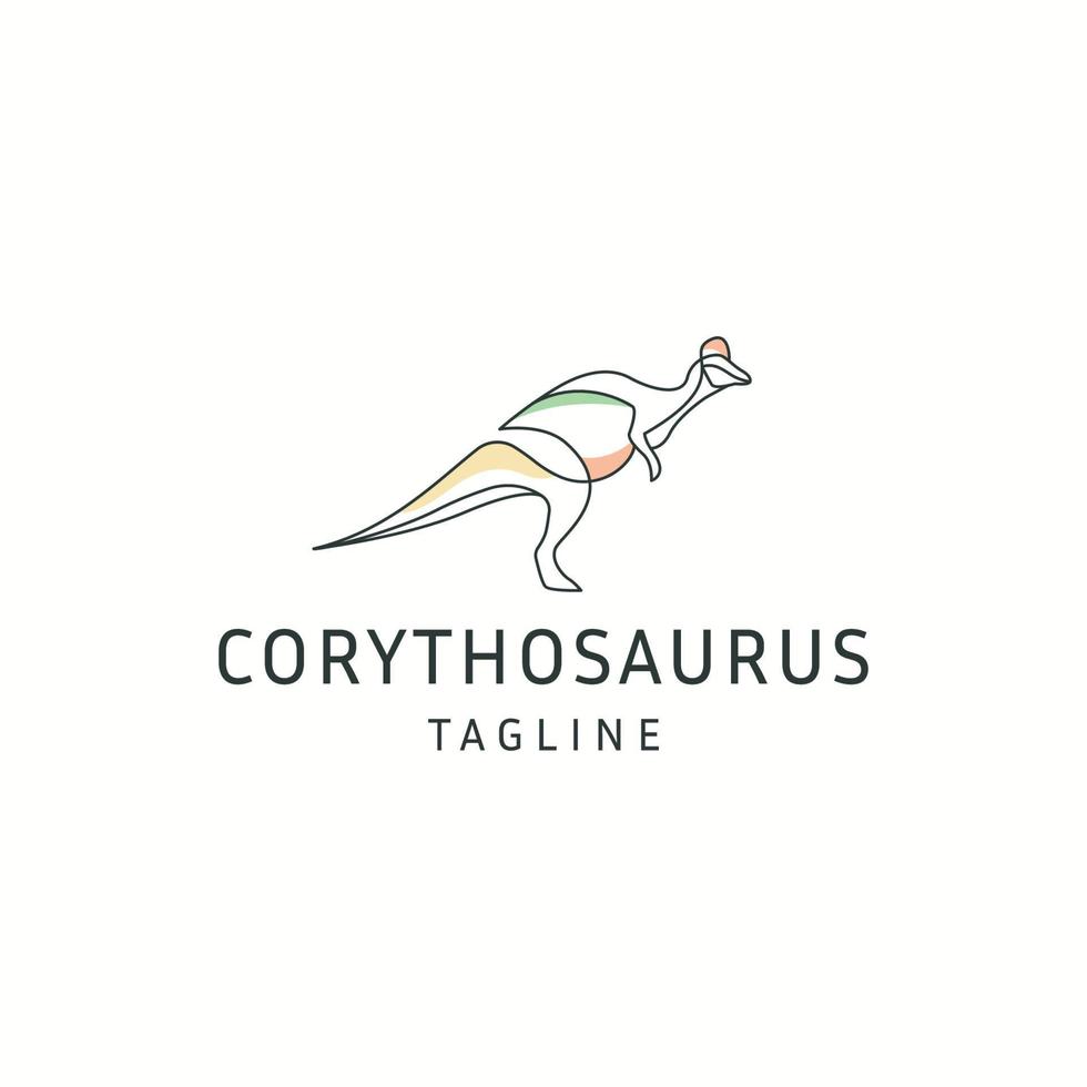 Corythosaurus animal logo icon design template flat vector