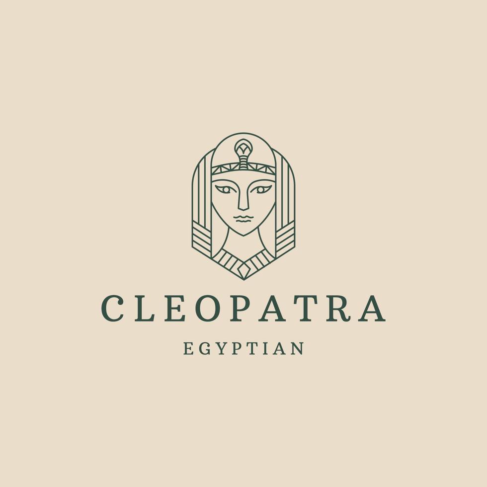 Cleopatra queen of egypt line style logo icon design template flat vector