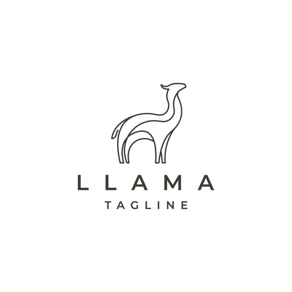 Llama or alpaca animal logo icon design template flat vector