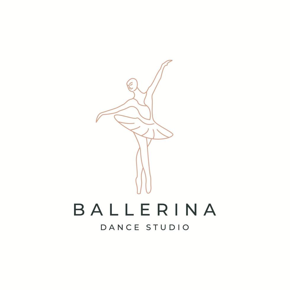 Ballerina dance woman logo icon design template flat vector