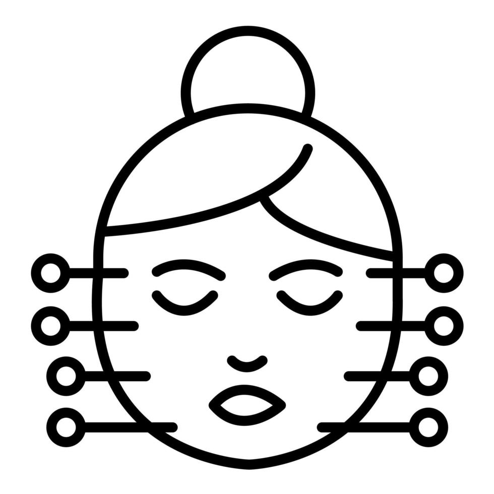 icono de línea de acupuntura facial vector