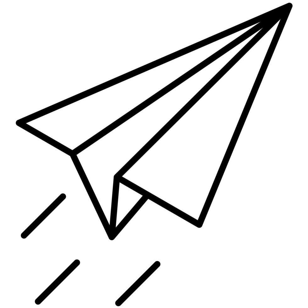 icono de línea de avión de papel vector
