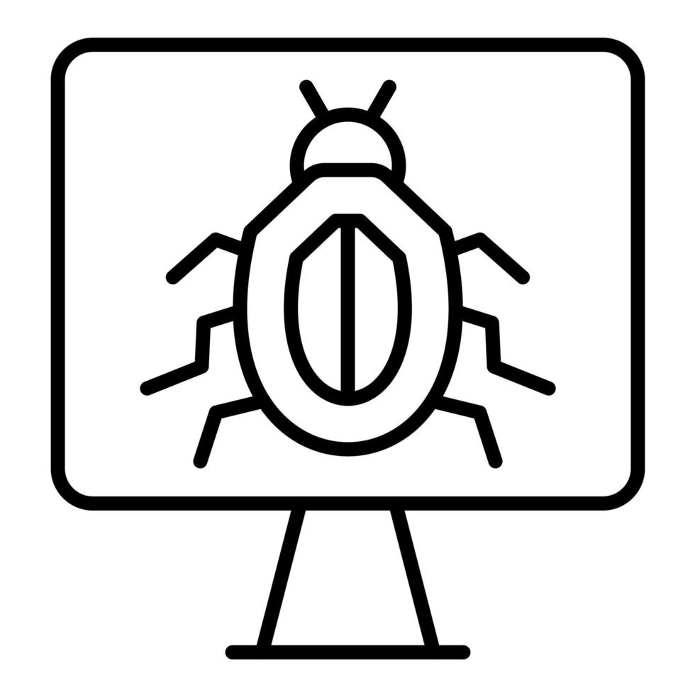 icono de línea de virus informático vector