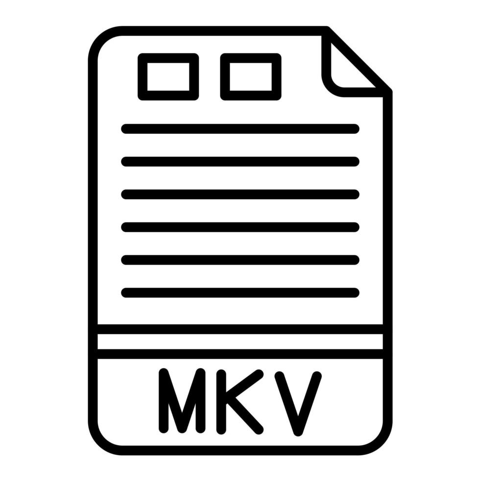 icono de línea mkv vector