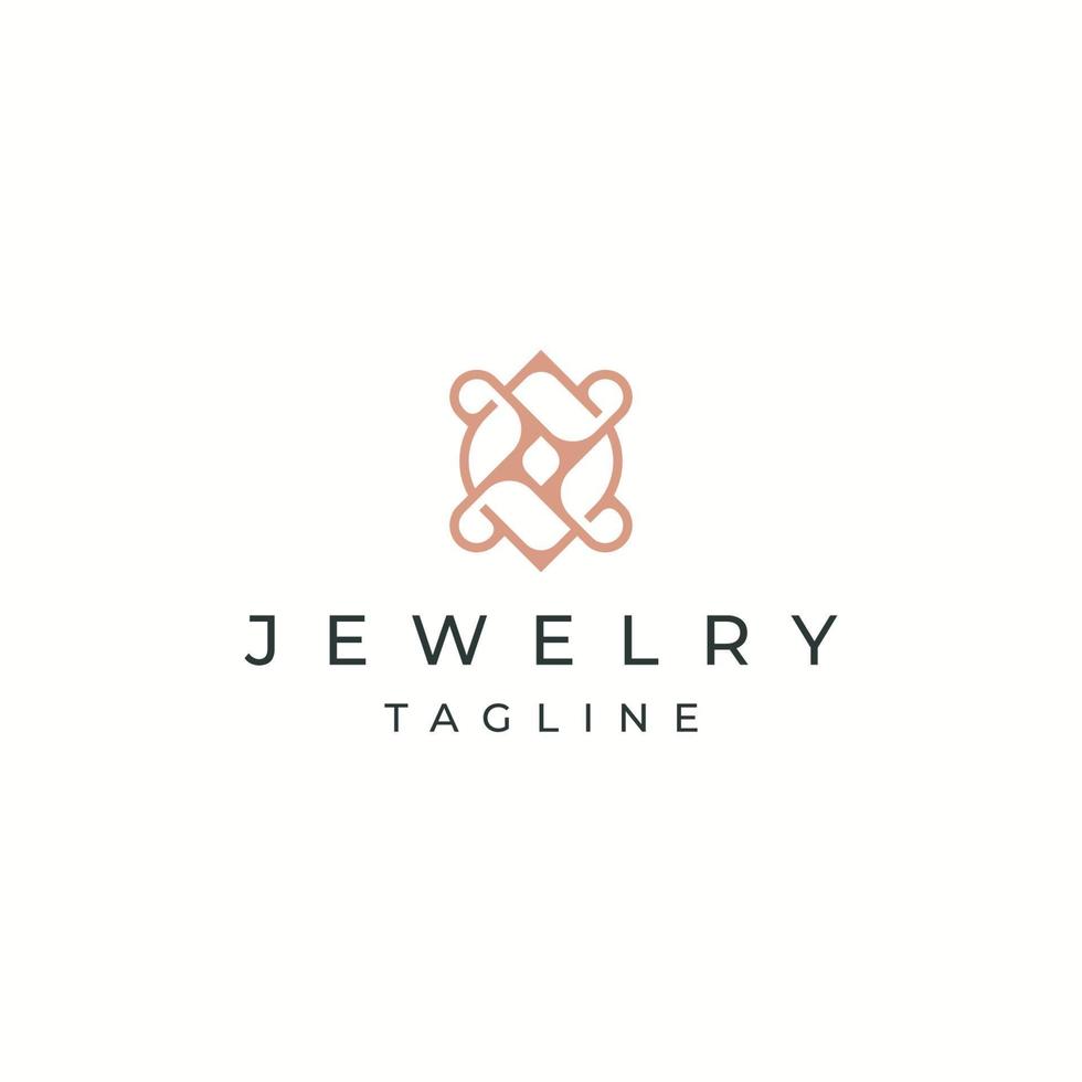 Luxurious jewelry with line art style logo icon design template. Elegant, gold, flat vector