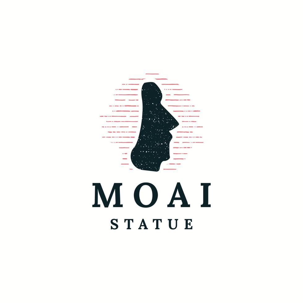 estatua de monolito moai en vector plano de plantilla de diseño de icono de logotipo de isla de pascua