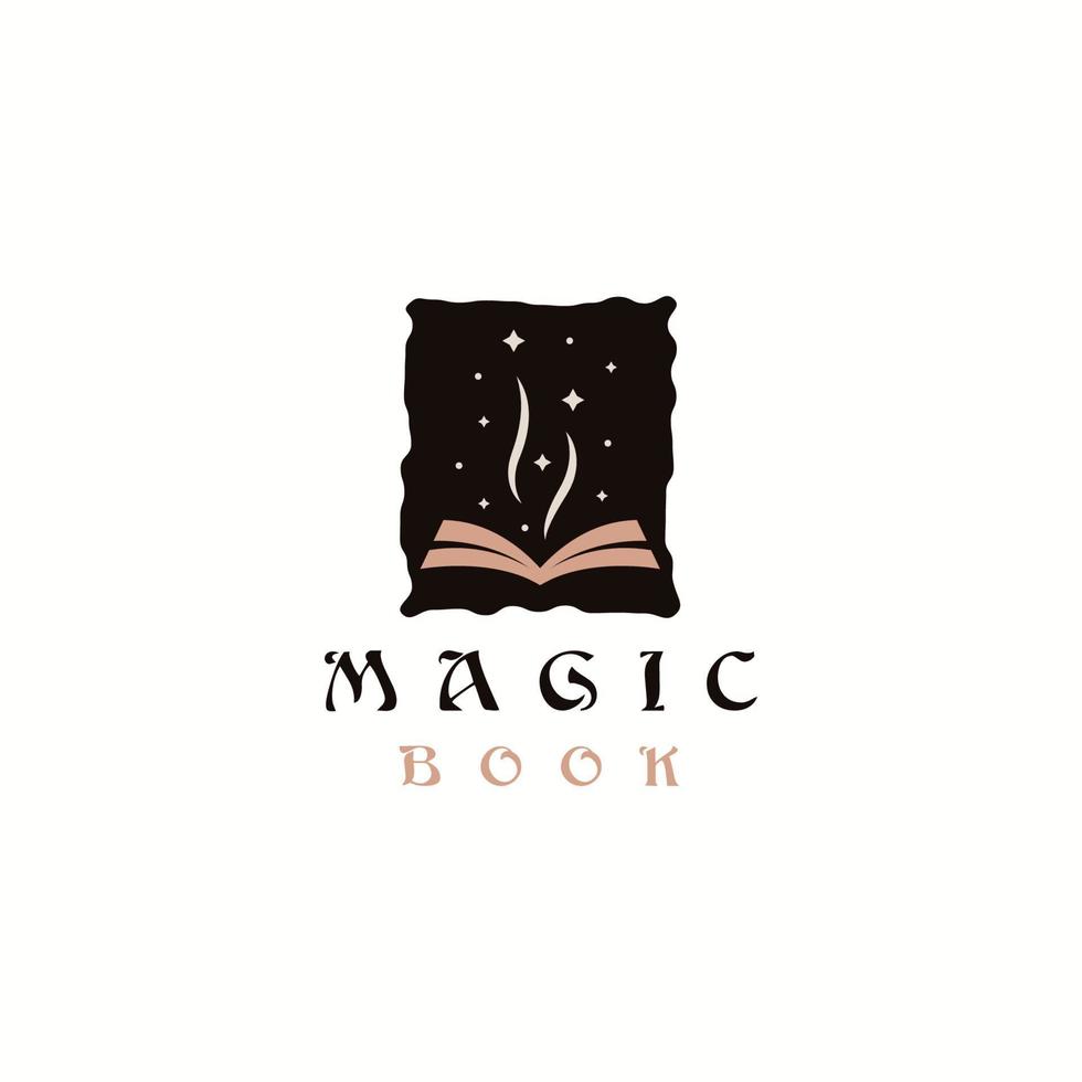 vector plano de plantilla de diseño de icono de logotipo de libro mágico