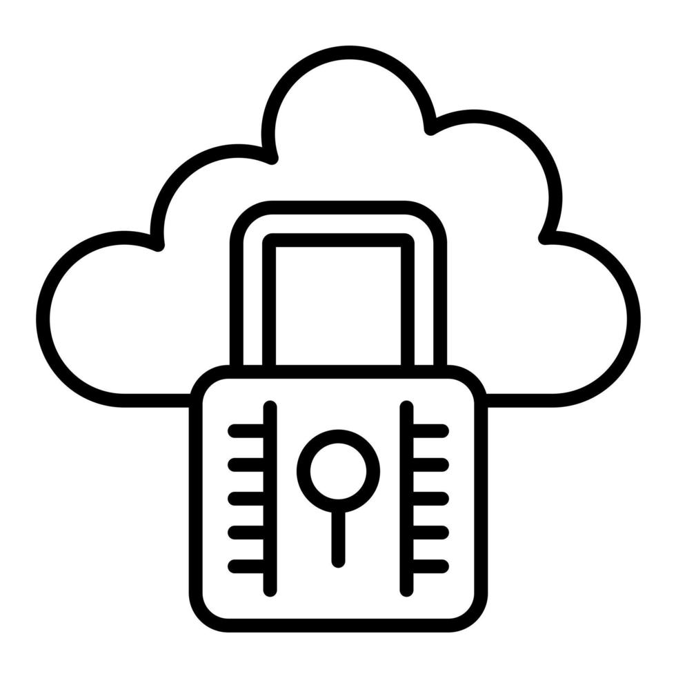 Cloud Locked Line Icon vector