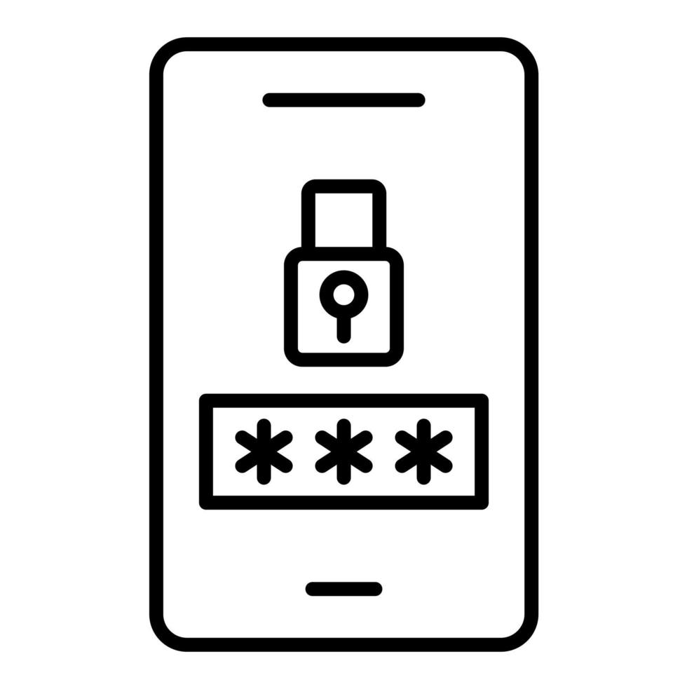 Mobile Password Line Icon vector