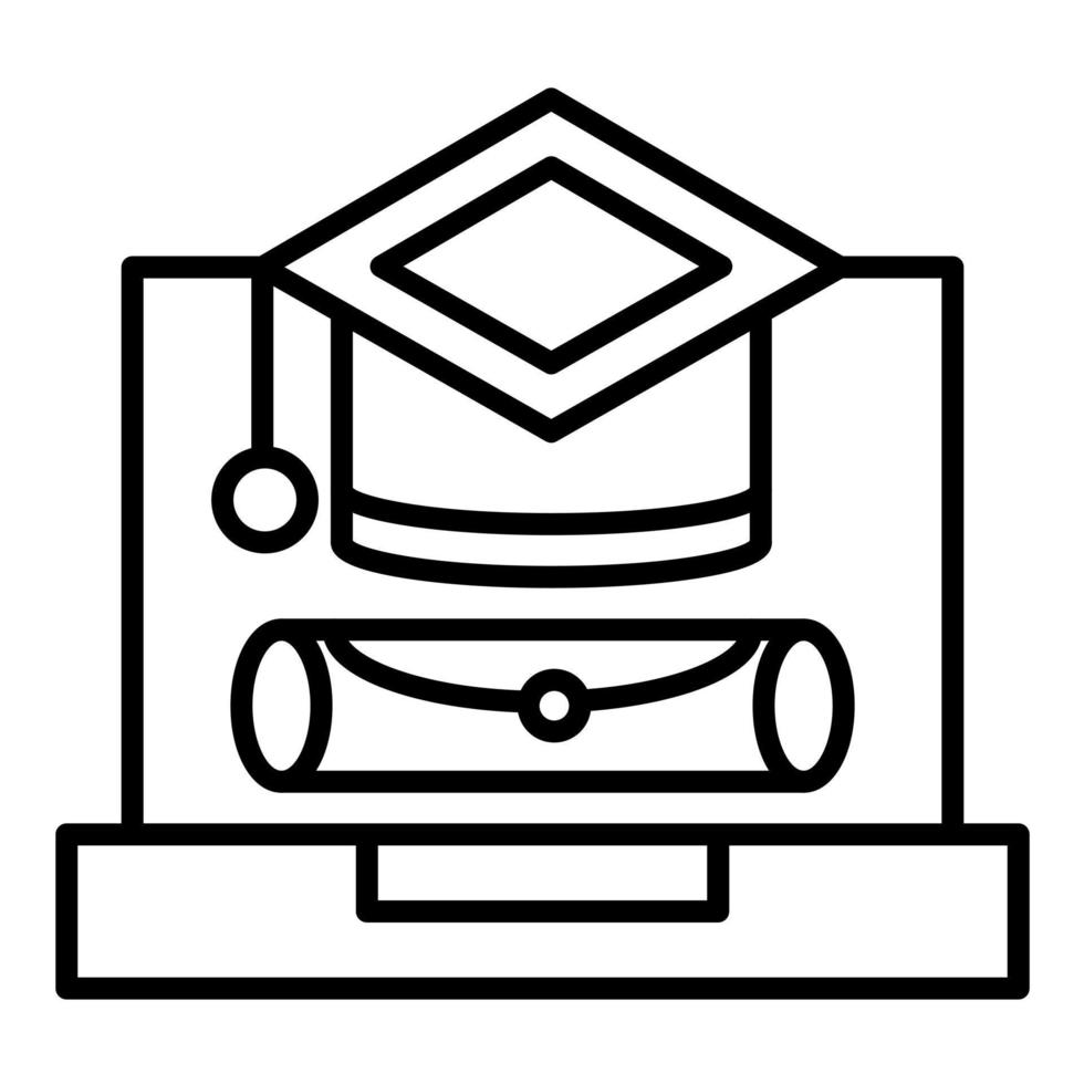 Online Graduation Line Icon vector