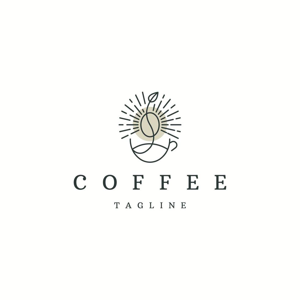 Coffee with line style logo icon design template flat vector