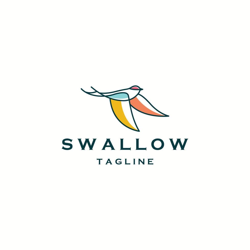 Swallow bird logo icon design template flat vector