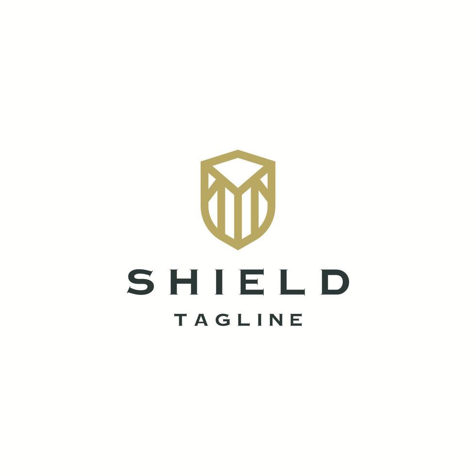 Luxurious shield security logo icon design template, gold, luxury, flat vector