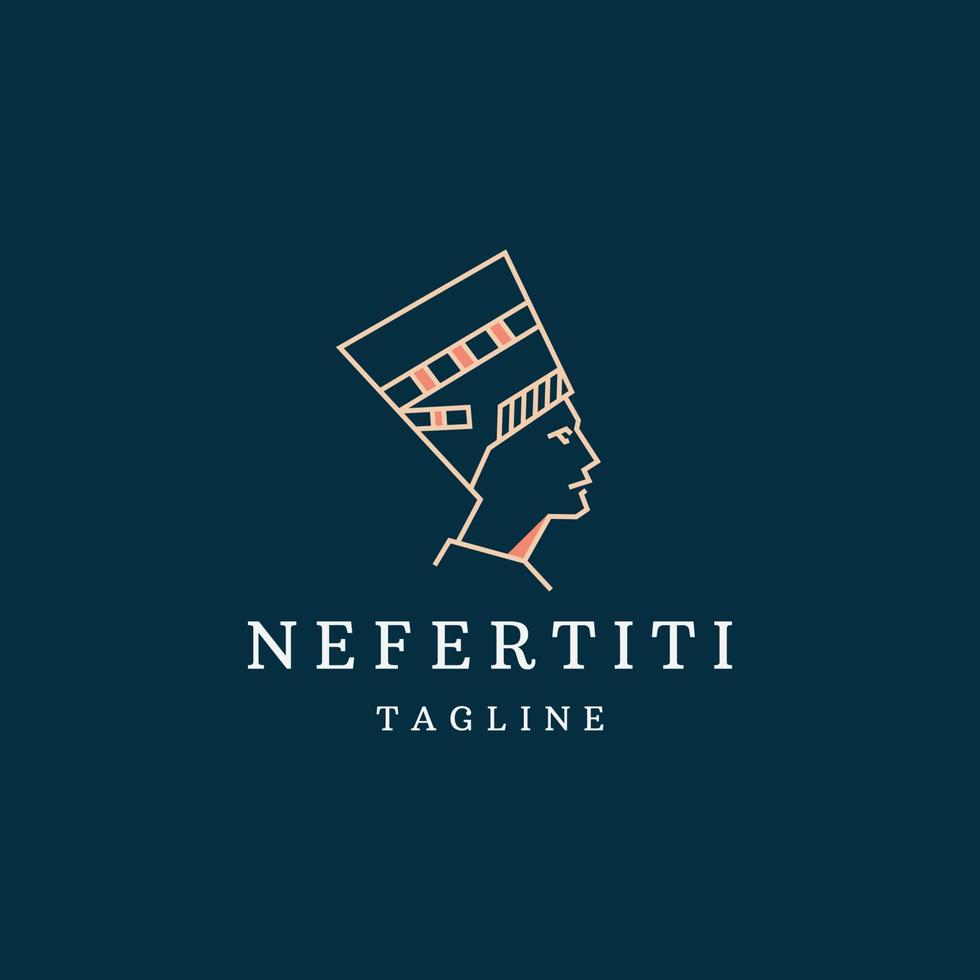 reina nefertiti egipcio logo icono plantilla de diseño vector plano