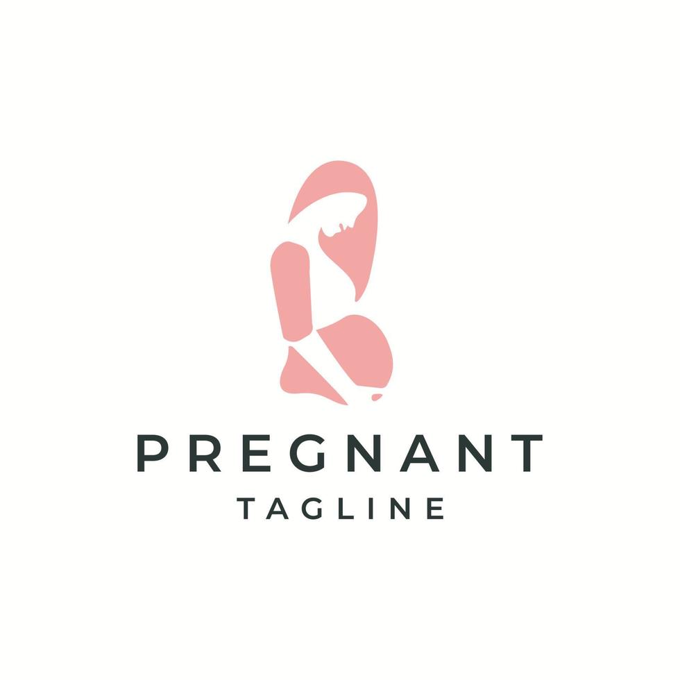 vector plano de plantilla de diseño de icono de logotipo embarazada