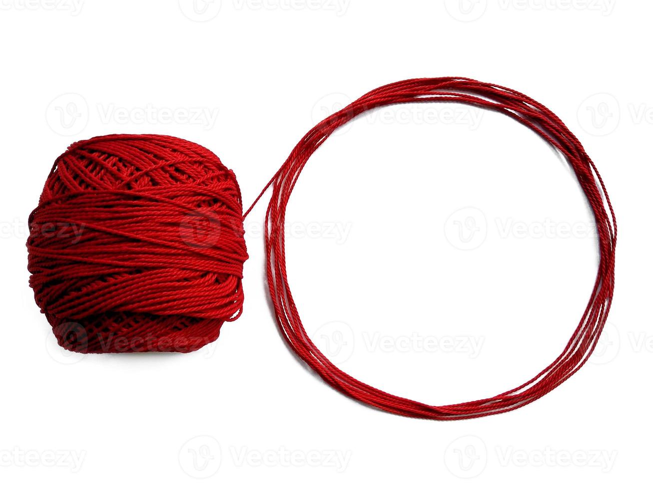 Knitting yarn circle shaped isolated on white background photo