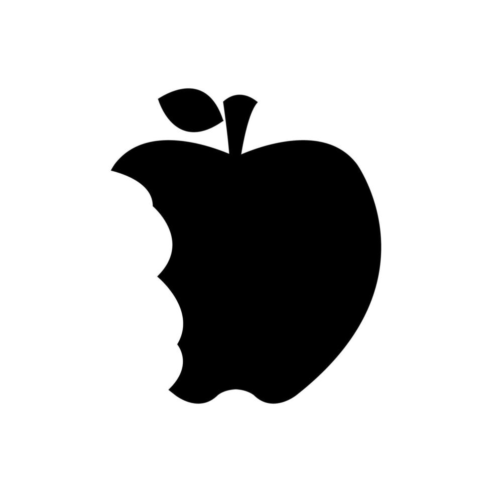 manzana mordida ilustrada en un fondo blanco vector