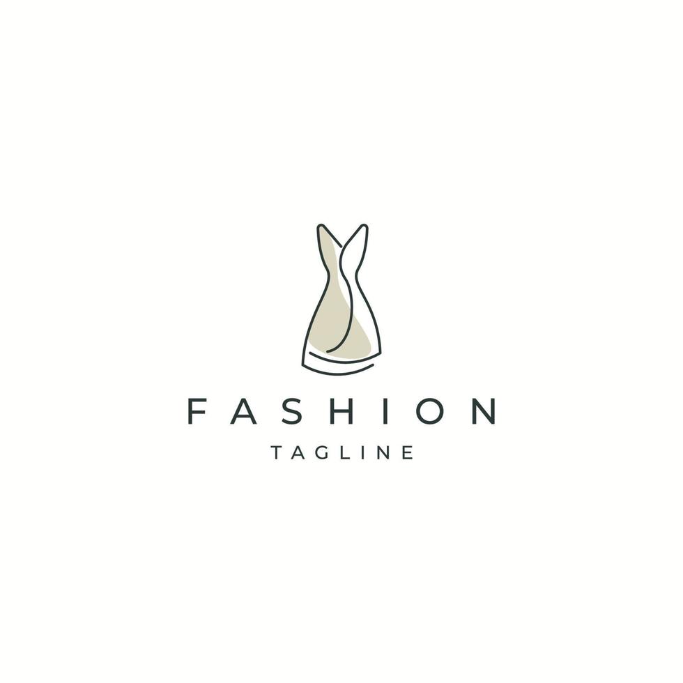 vector plano de plantilla de diseño de icono de logotipo de vestido de moda femenina