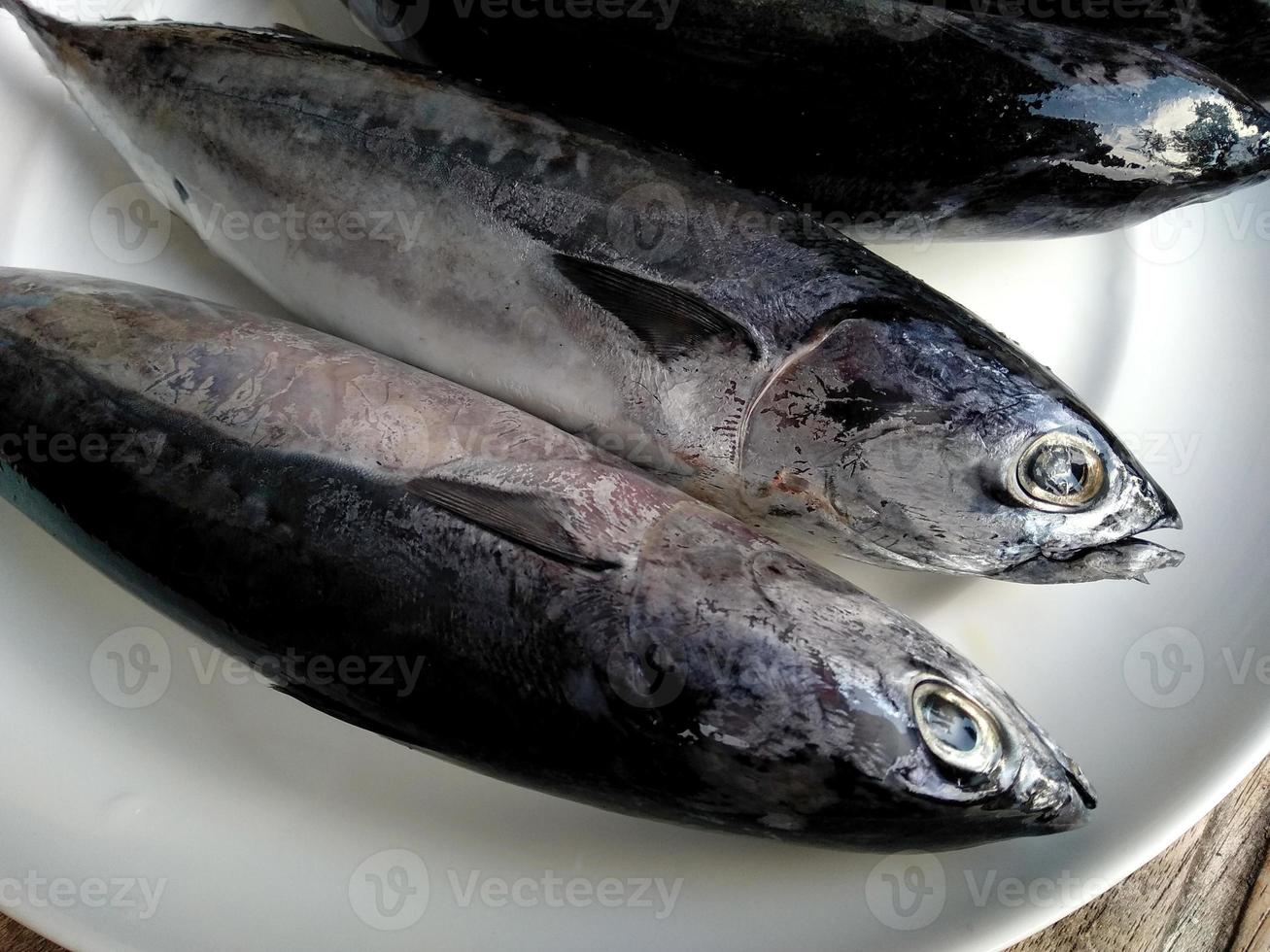 pescado fresco en un plato. comida culinaria tradicional indonesia foto