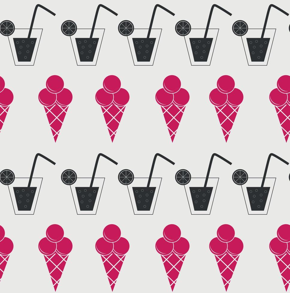 Drink and ice-cream seamless pattern background vector illustration