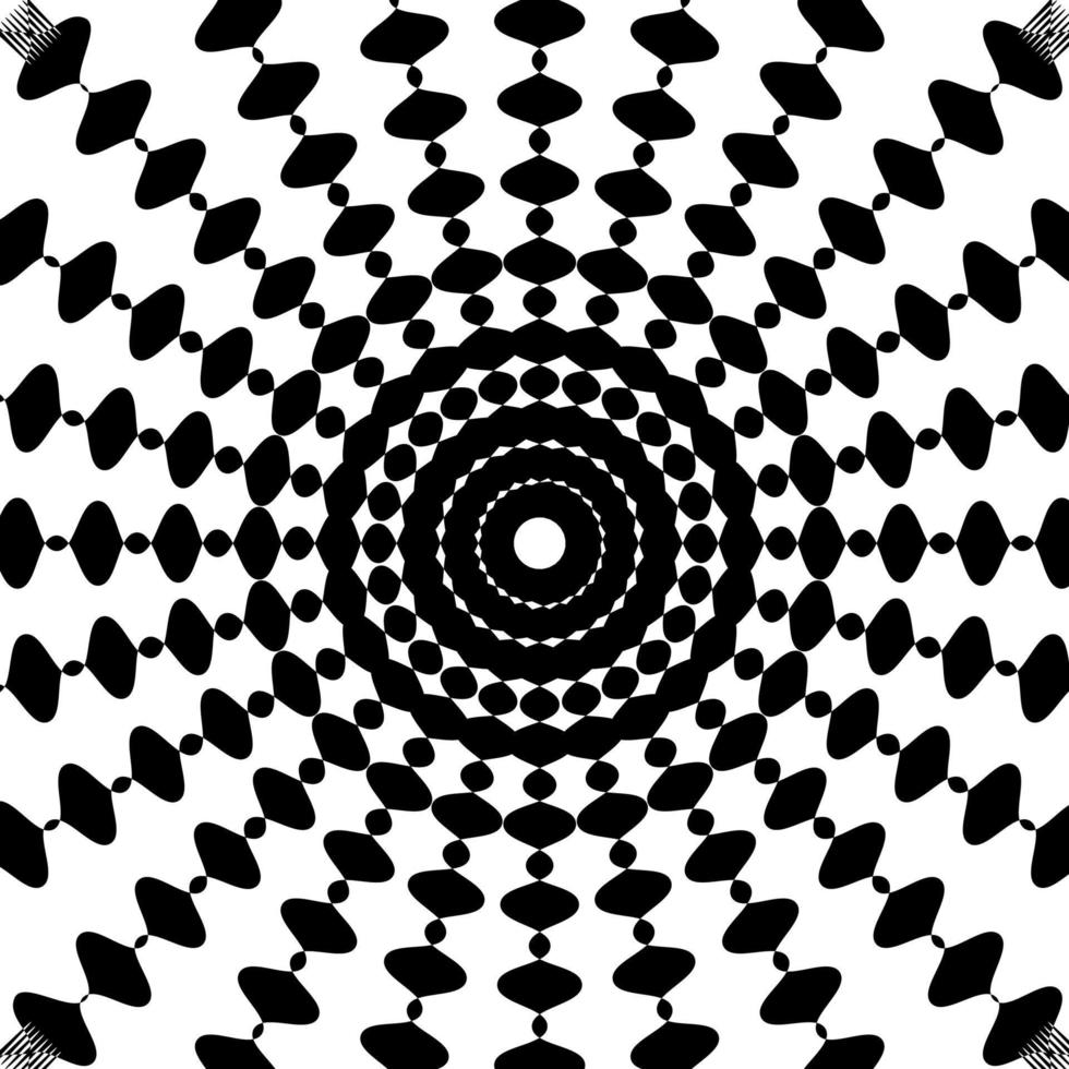 Black and White Abstract Psychedelic Art Background. Vector Illustration.