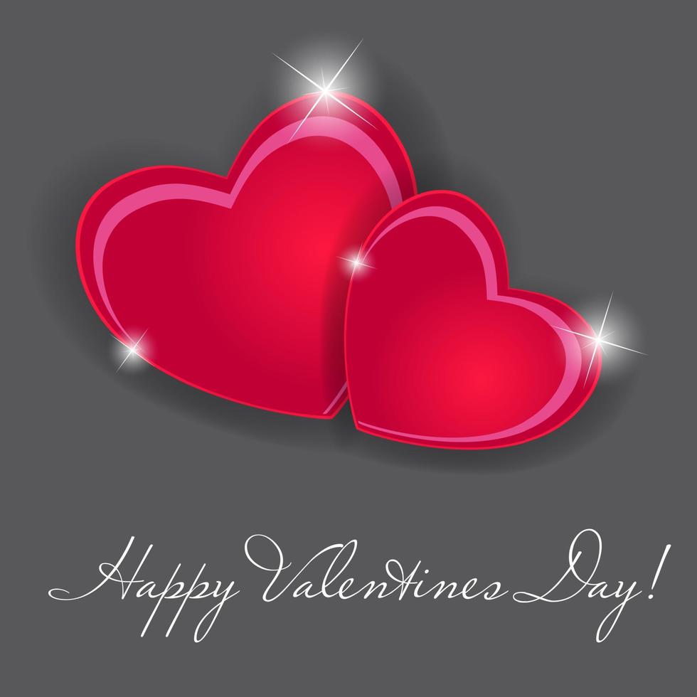 Happy Valentines Day card with heart. Vector illustration