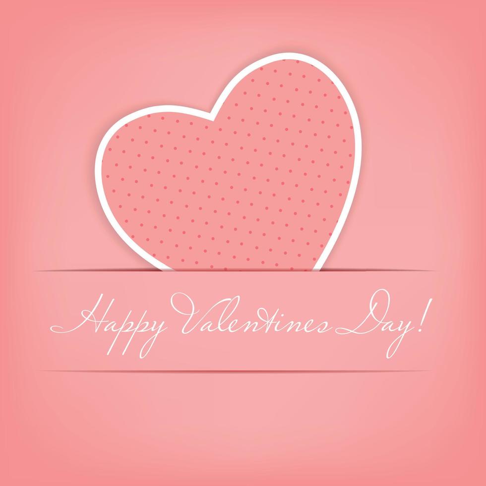 Happy Valentines Day card with heart. Vector illustration