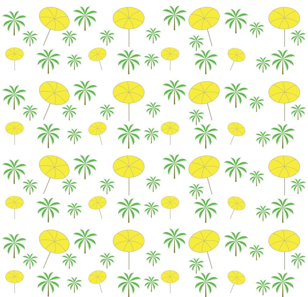 Palm trees, umbrellas seamless pattern. Vector illustration.