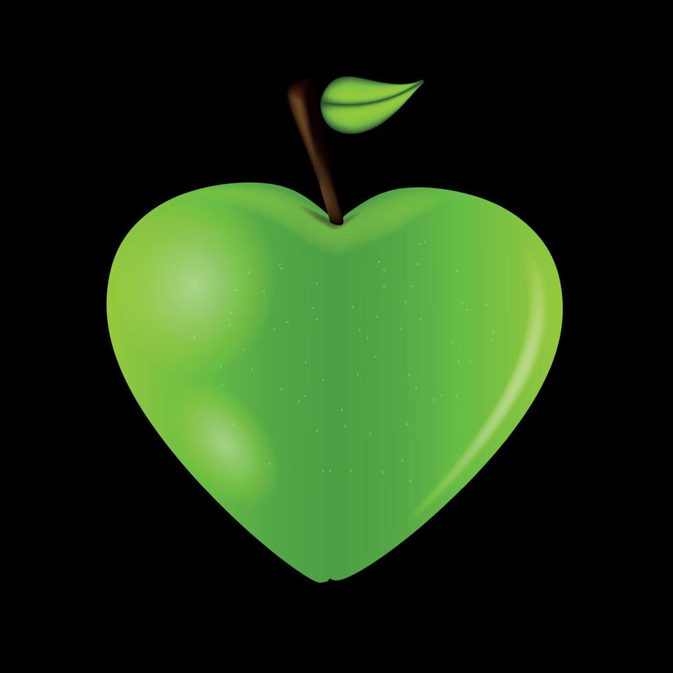 Happy Valentines Day card with apple heart. Vector illustration