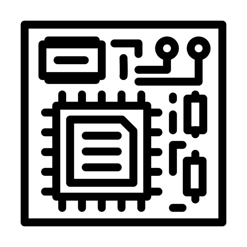cpu board line icon vector illustration
