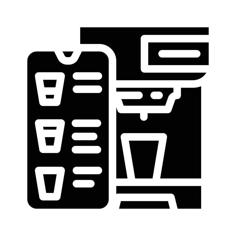 mobile phone application for control coffee machine glyph icon vector illustration