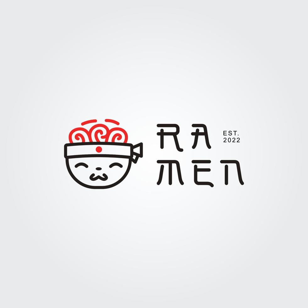 Ramen japanese noodle with cute face character in bowl logo concept vector
