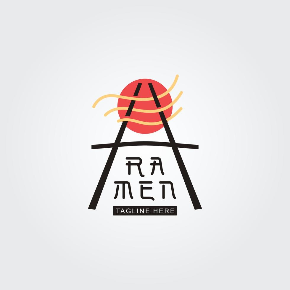 Asian noodle logo concept with noodle and chopstick design illustration vector