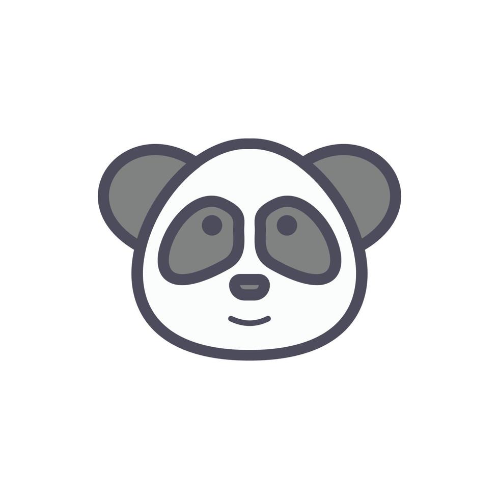 Cute animal face character panda face with minimalist monoline flat design illustration vector