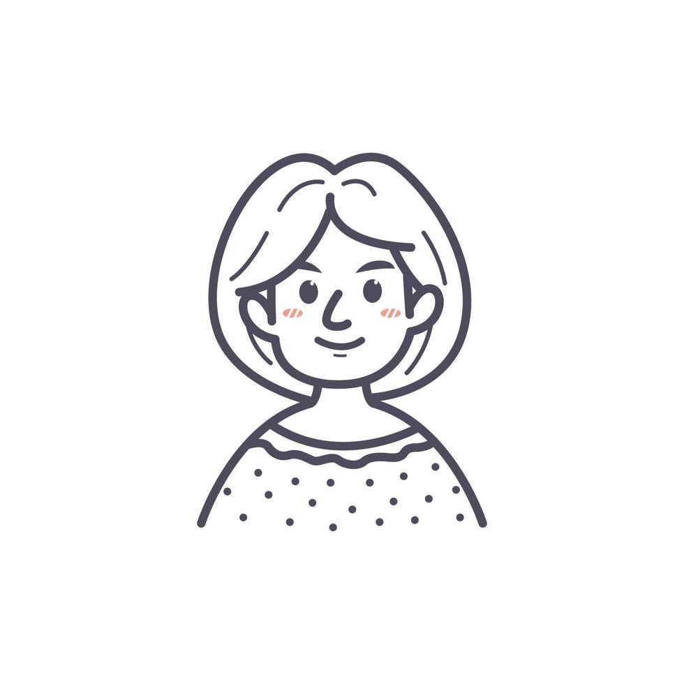 Cute girl children face with short hair portrait flat illustration for profile picture vector