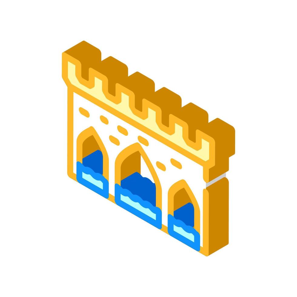 aqueduct antique construction isometric icon vector illustration