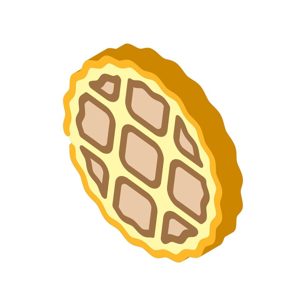 belgium waffles cake dessert isometric icon vector illustration