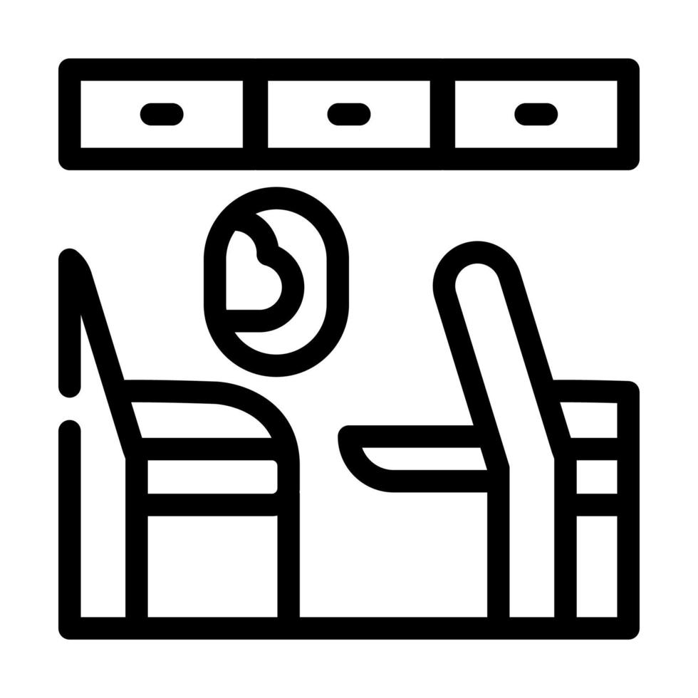 sillón con mesa en avión línea icono vector ilustración