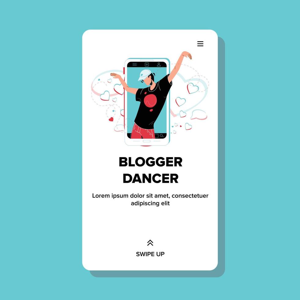 Blogger Dancer Dancing On Smartphone Screen Vector