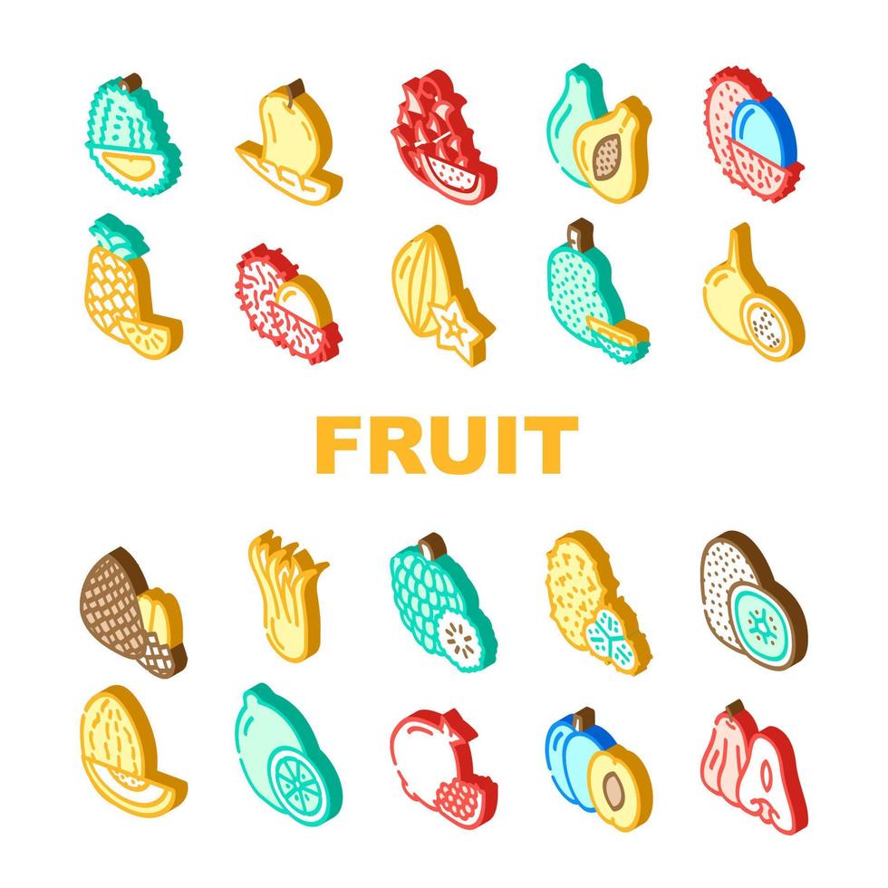 Tropical Fruit Delicious Food Icons Set Vector