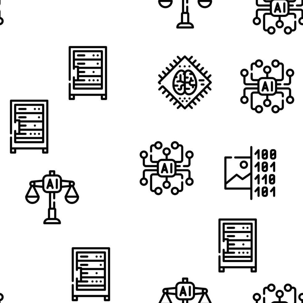 Artificial Intelligence System Vector Seamless Pattern