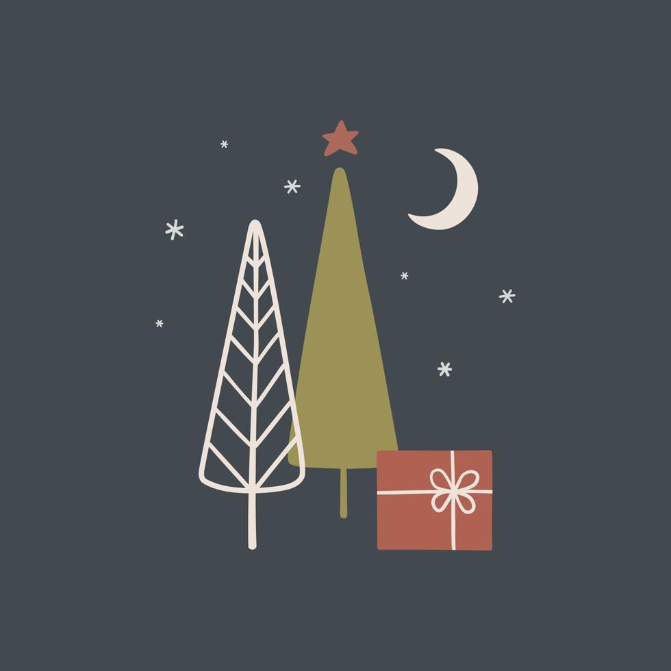 Christmas card or poster in scandinavian style. vector