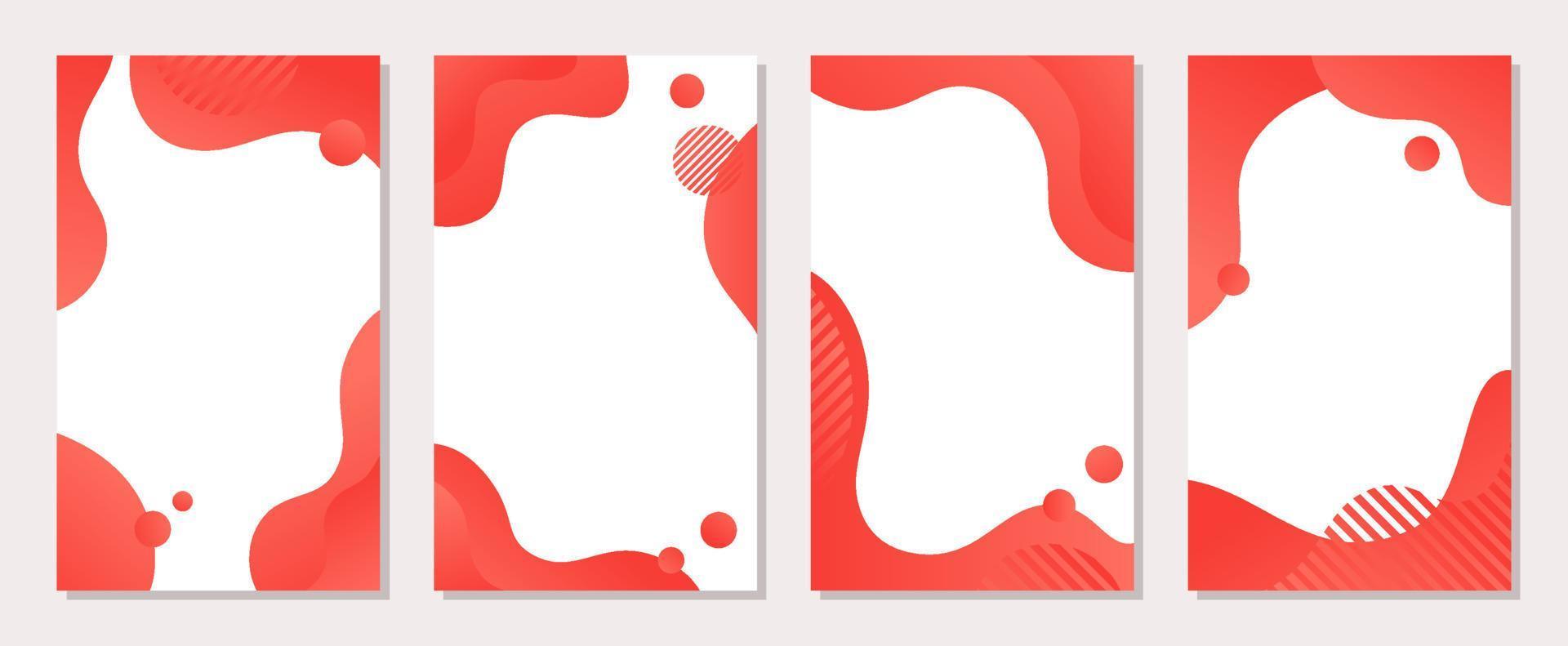 Dynamic style banner design set with fluid coral gradient shapes. vector