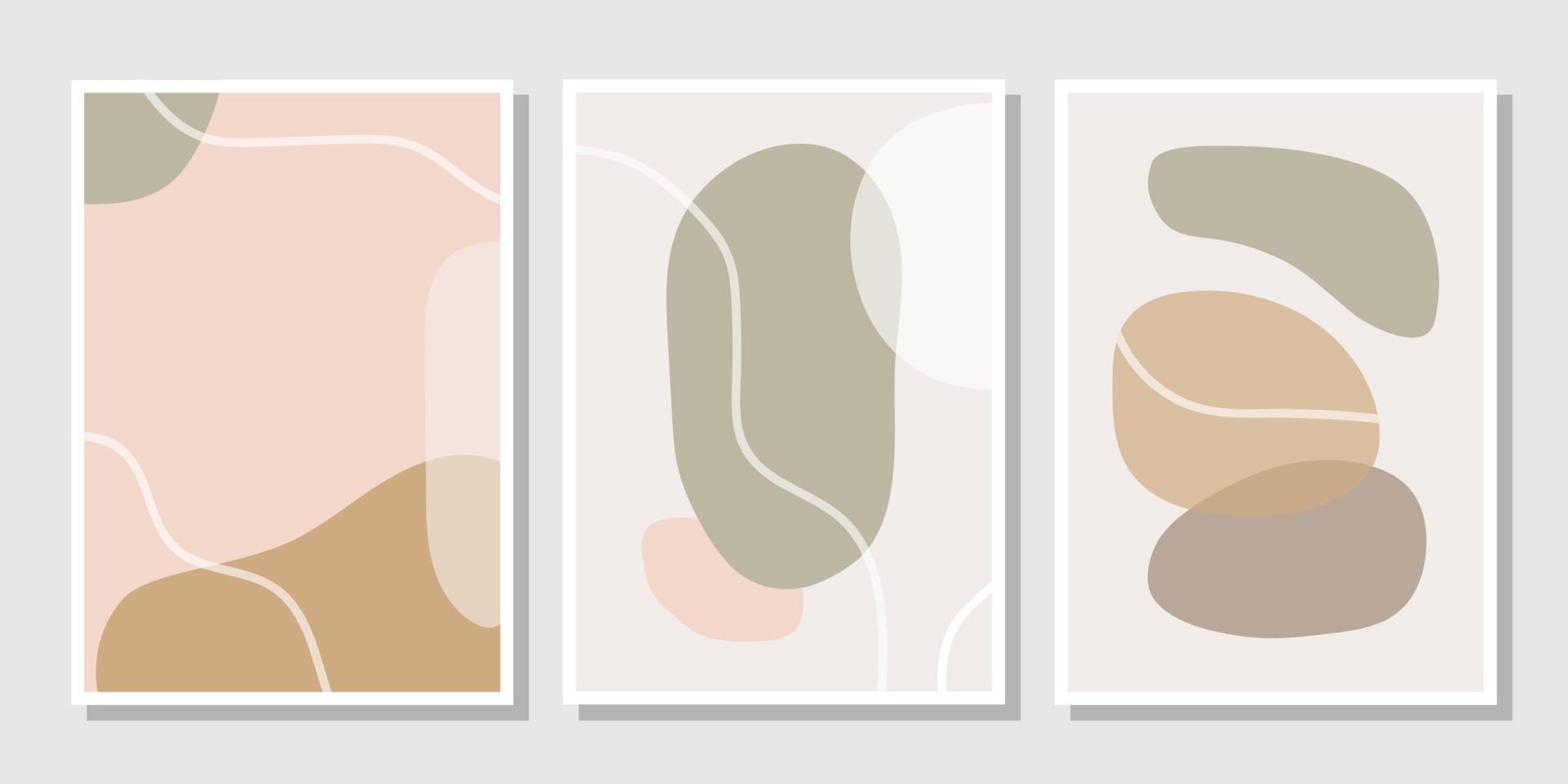 Set of stylish templates with abstract shapes in pastel colors. vector