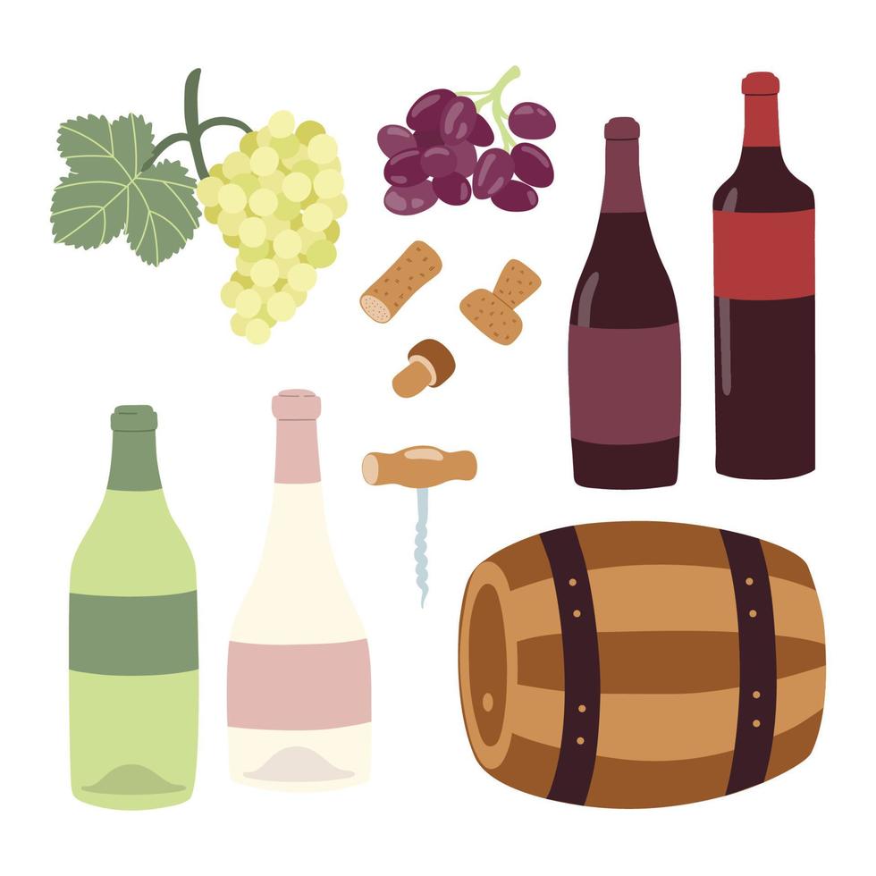 Wine set icons vector