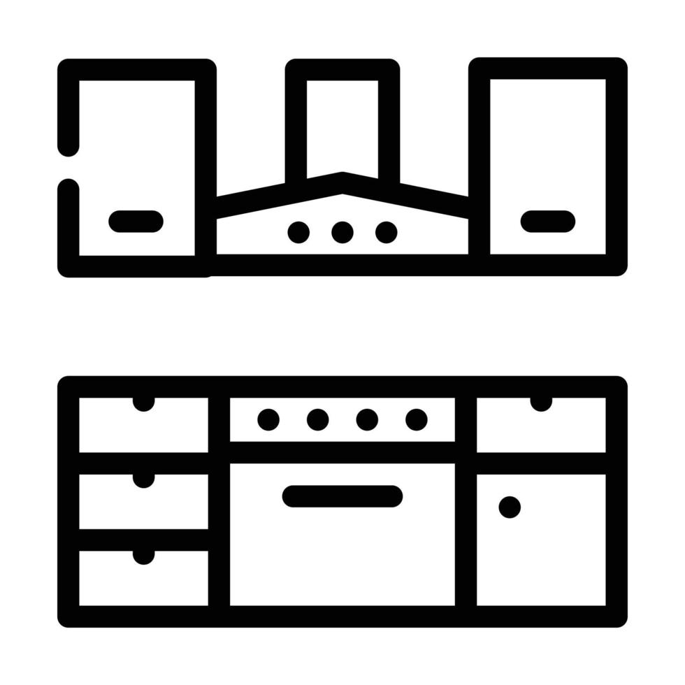 muebles de cocina línea icono vector ilustración